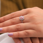 Silver Fancy Pink Sapphire CZ Ring